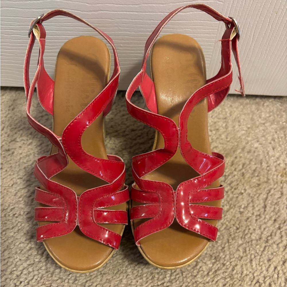 Women's Pink Strappy Wedges
